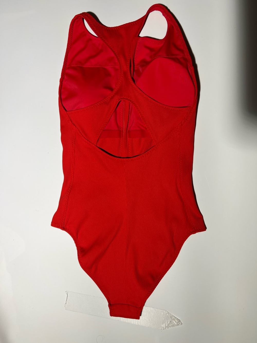 Fabletics Bright Red Ribbed Zip-Front One-Piece Swimsuit - Picture 3 of 9